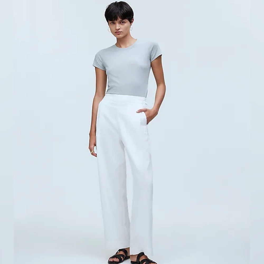 Madewell Pull-On Straight Crop Pant In Eyelet White Size 2 NWT